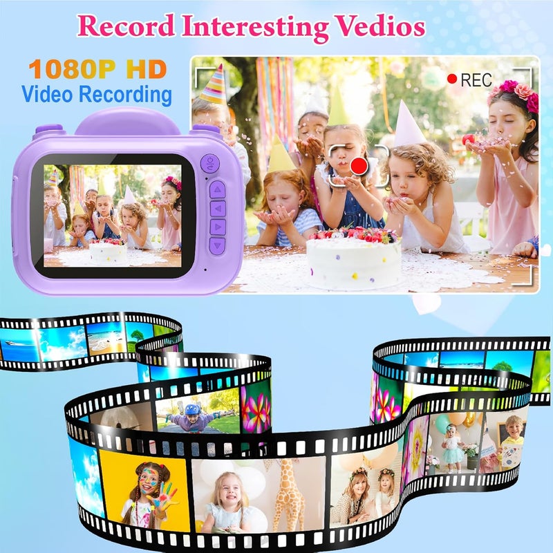 Trayoo Kids Camera Instant Print, 3.5'' Kids Digital Camera Instant with 1080P HD Photos & Videos, Christmas Birthday Gifts for Girls Boys Age 3-12 (Purple) - Image 3